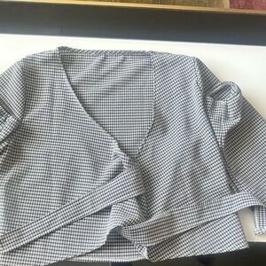 Elegant Black and White Gingham Blouse